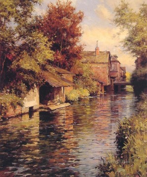  Canal Works - Sunny Afternoon on the Canal landscape Louis Aston Knight river